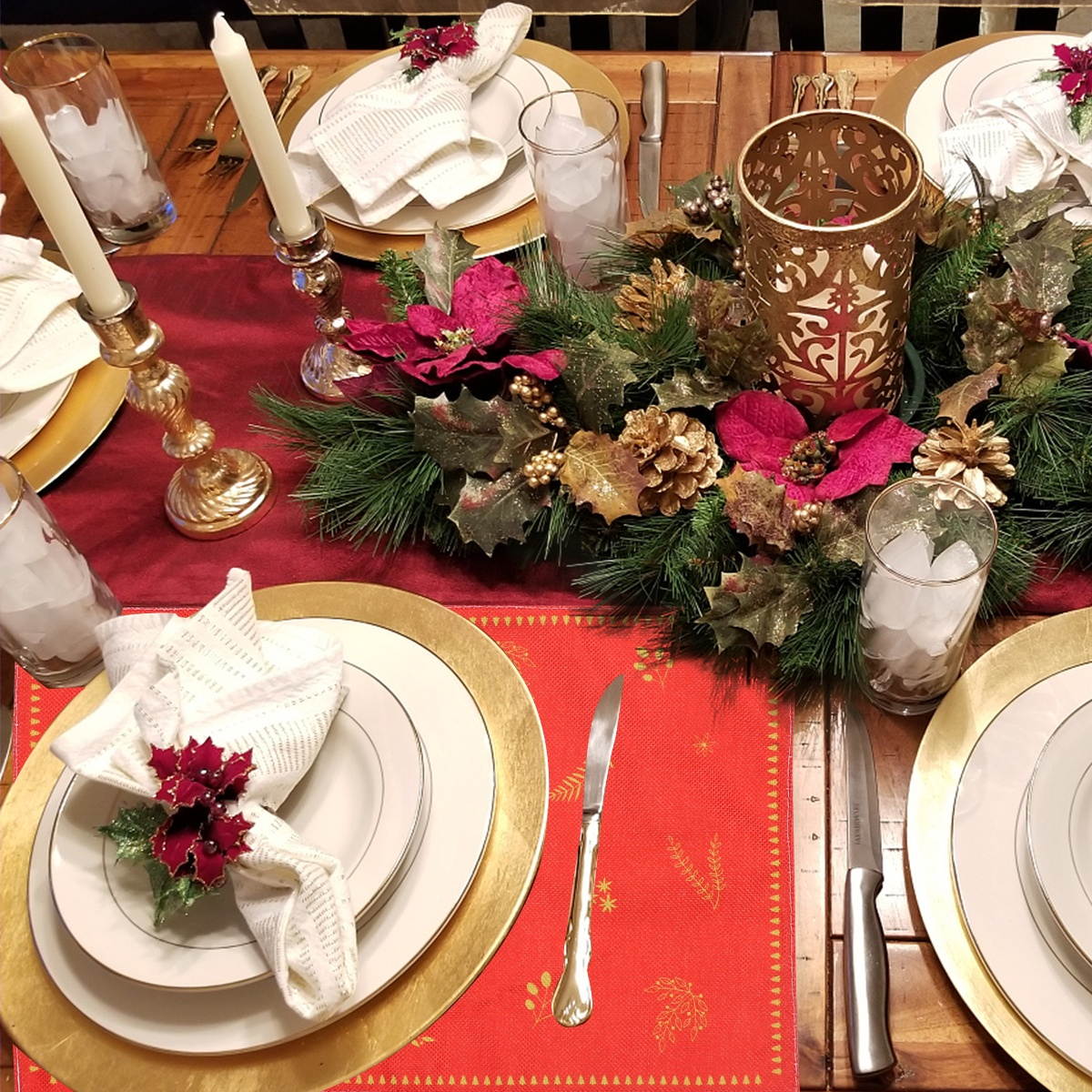 1pc Cotton And Linen Double Table Mat Christmas Wedding Decoration