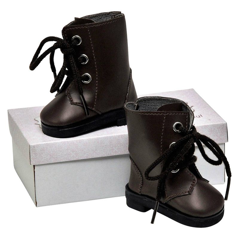 The Queen's Treasures 18 Inch Doll Clothes Accessory, Brown Lace Up Vintage Style Boots Plus Shoe Box