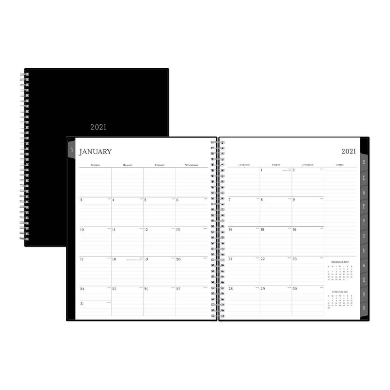 2021 Vertical Appointment Planner 8.5" x 11" Plastic Cover Weekly/Monthly Wirebound Black - Blue Sky