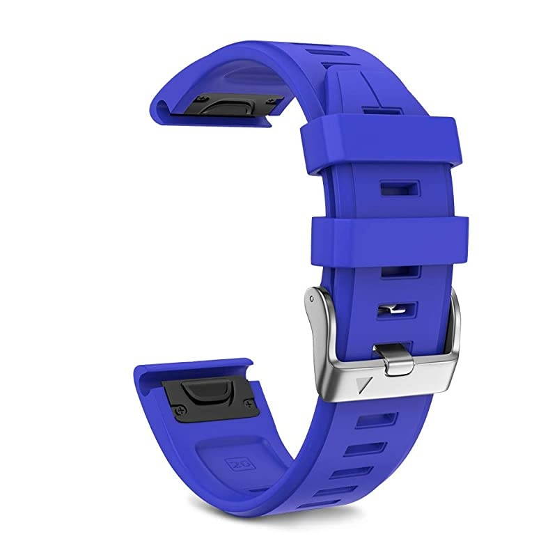 Compatible with Fenix 5S Plus Band Silicone Sport Watch Bands for Fenix 5SFenix 5S PlusFenix 6SFenix 6S ProD2 Delta S SmartwatchSilver BuckleRoyal Blue