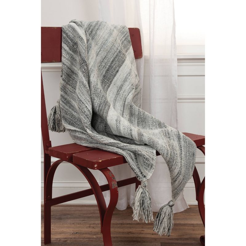 50"x60" Stripe Throw Blanket Gray - Rizzy Home