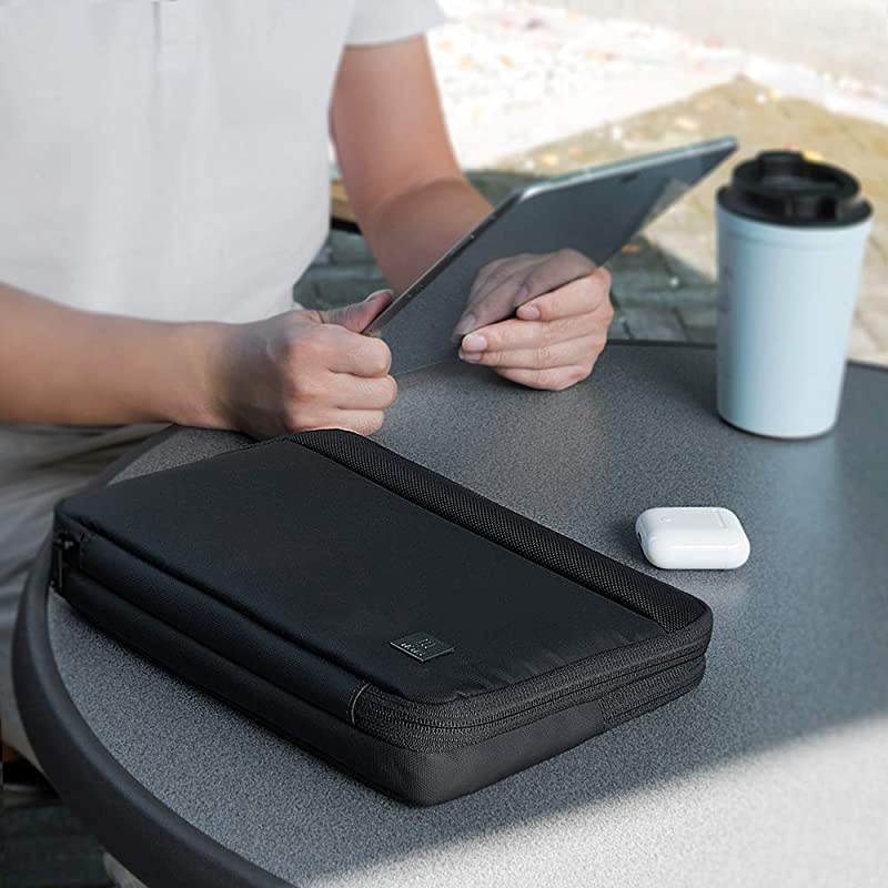 Travel Cable Organizer Bag, Waterproof Electronics Accessories Pouch Bag for Apple Pencil,Hard Drives, Cable, Charger, Phone, USB, SD Card (Black)