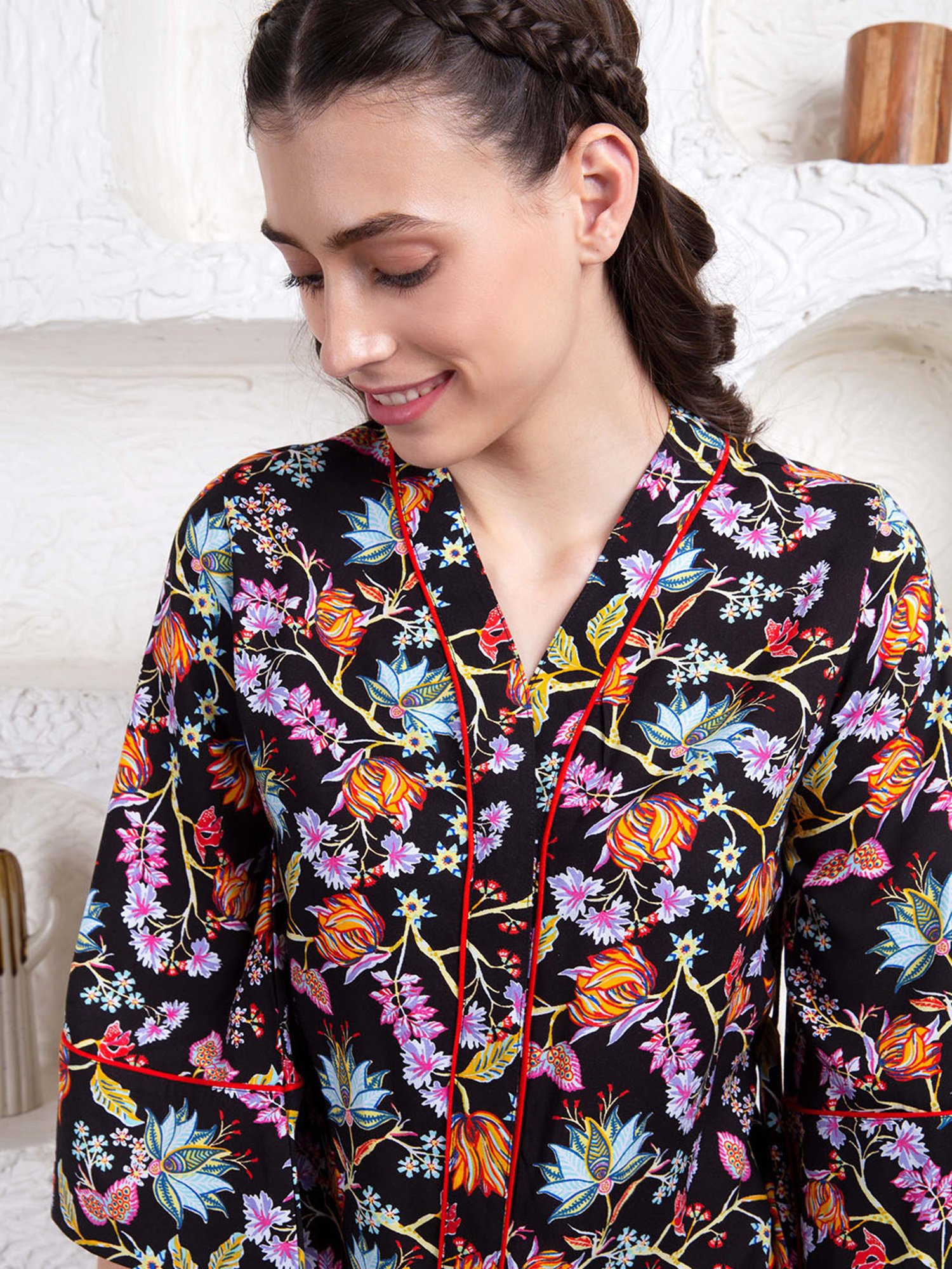 Dusk Attire Black Black Blossom Co-ord Set