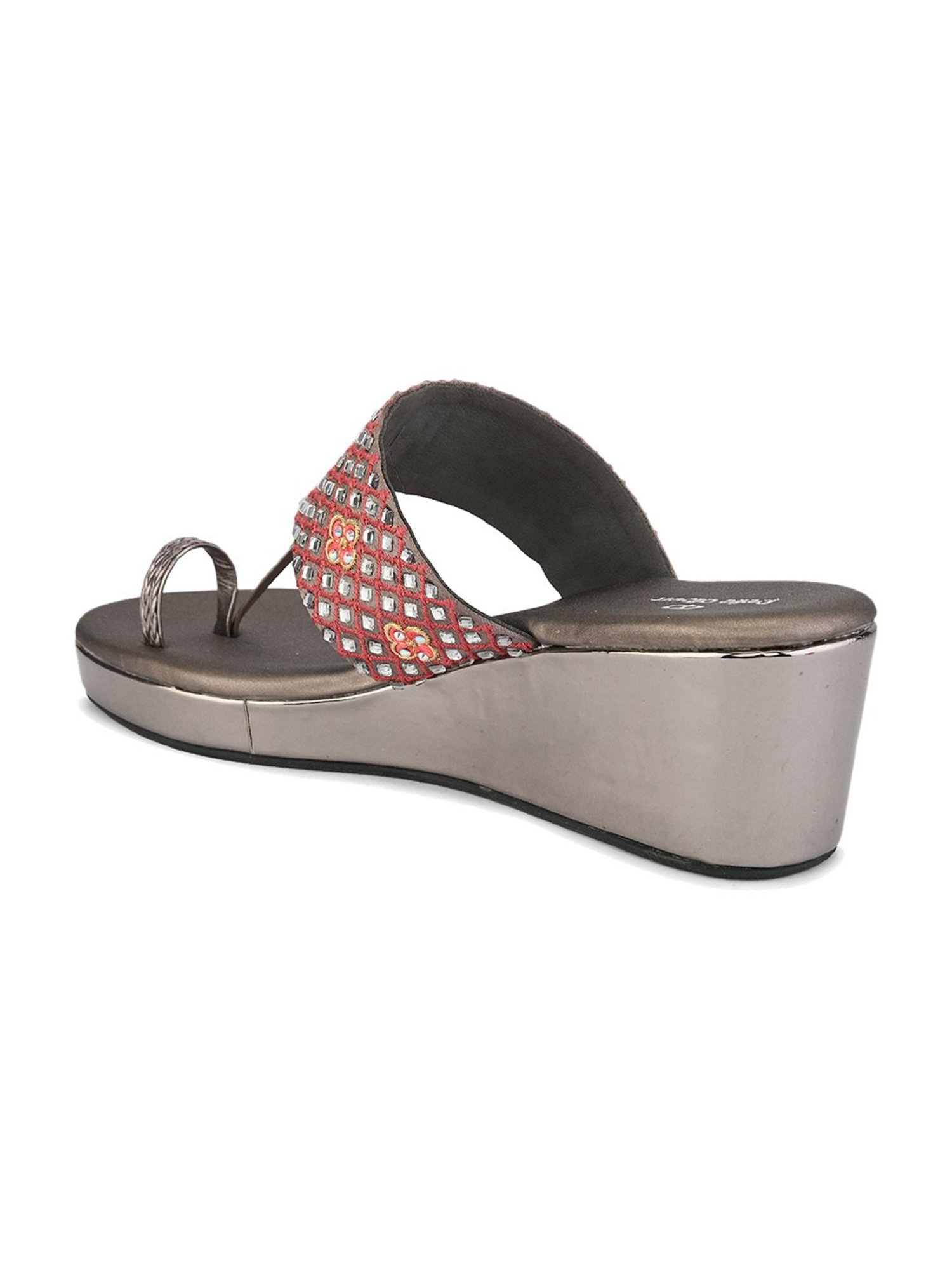 Pelle Albero Women's Grey Toe Ring Wedges