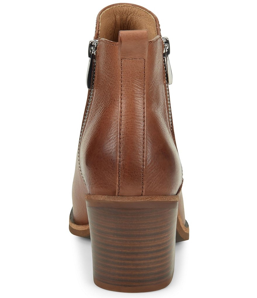 Sofft Canelli Leather Double Zipper Block Heel Booties
