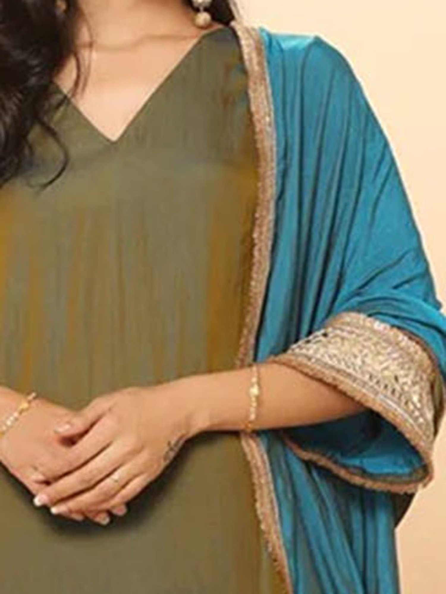 Swtantra Blue & Grey Satin Dupatta