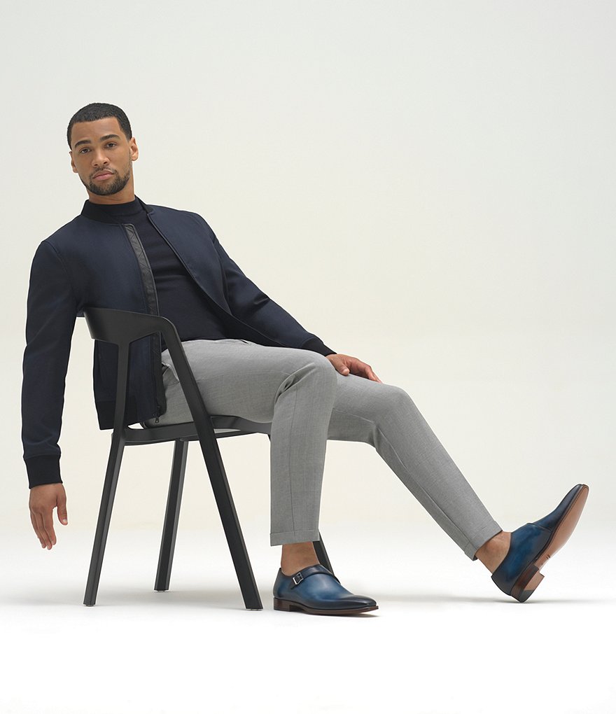 Magnanni Men's Hermosa Leather Monk Straps