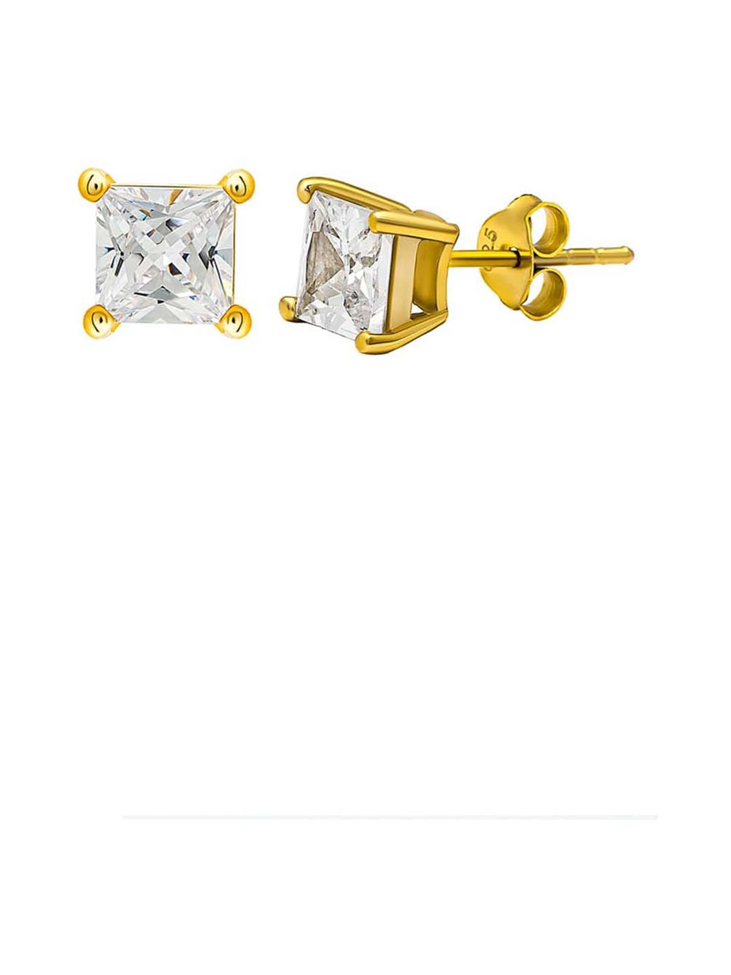 Silberry 925 Sterling Silver 18k Gold Plated Classic 8mm Stud Earrings for Women