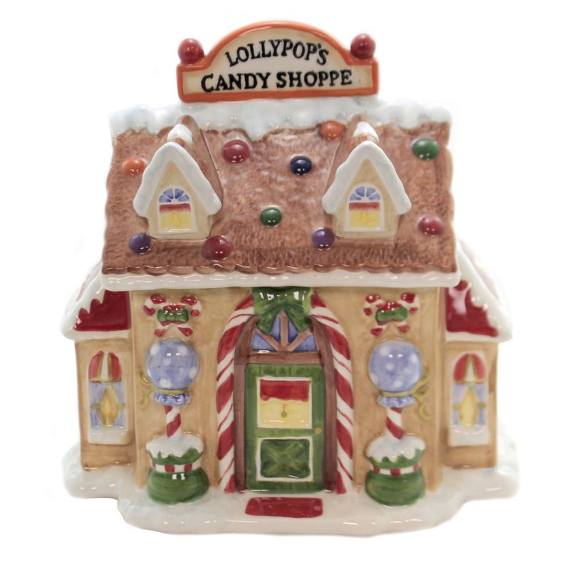 Tabletop 8.5" Santa's Village Candy Jar Christmas Gingerbread Cosmos Gifts Corp.  -  Food Storage Containers