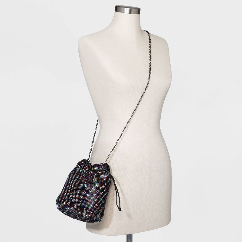 Estee & Lilly Multi Crystal Drawstring Closure Bucket Bag