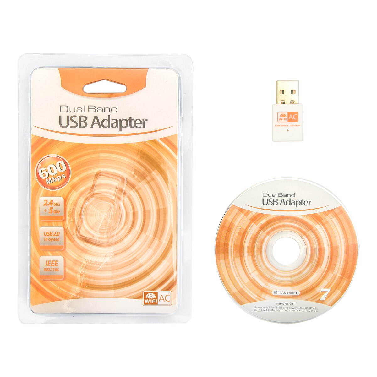 1 pcs 600Mbps Wireless USB Wifi Adapter Lan USB Ethernet 2.4G&5G Dual Band Wi fi Network Card for PC Laptop Computer