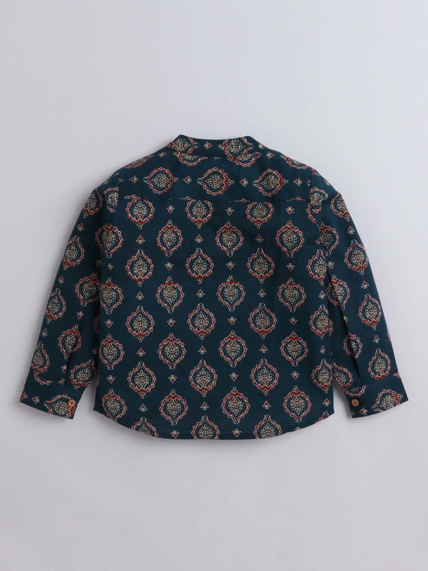 The Magic Wand Kids Teal Blue Cotton Printed Full Sleeves Shirt