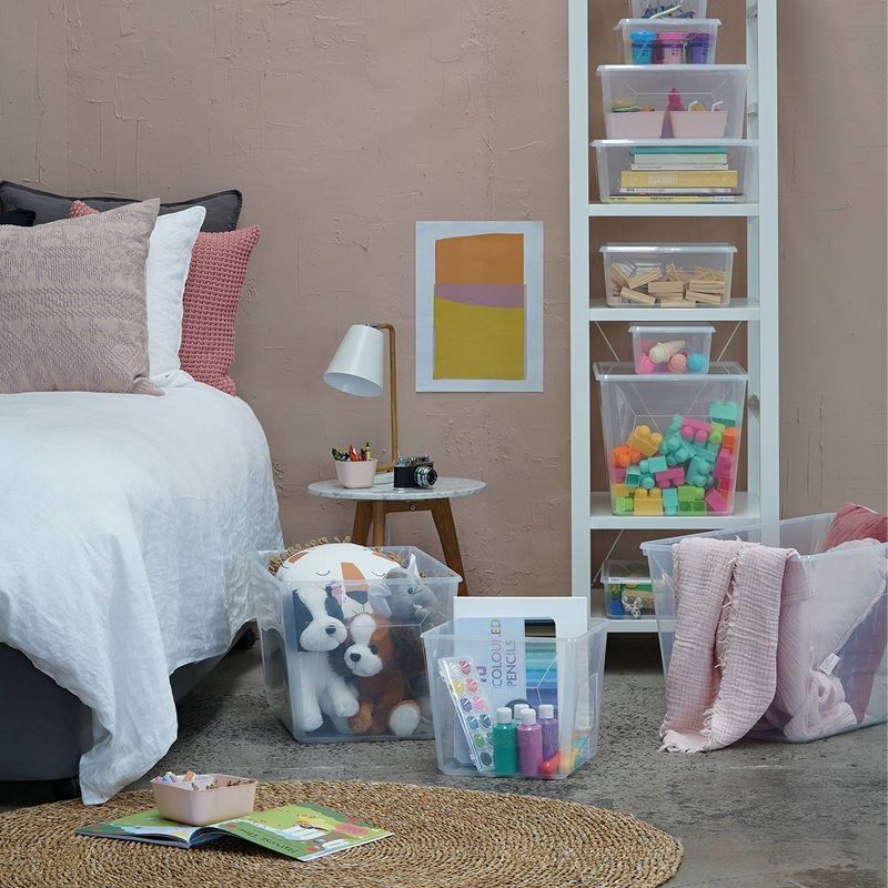 Lakeside Large Clear Plastic Storage Bins for the Kitchen and Home - Set of 3