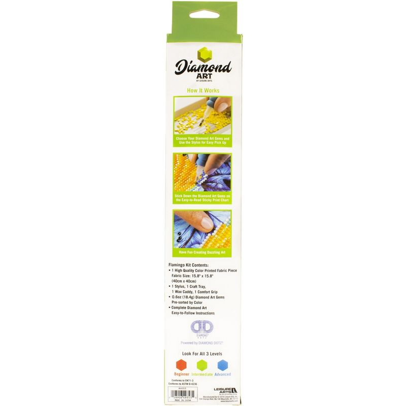 Leisure Arts Diamond Art Intermediate Kit 12"X12"-Flamingo Duo