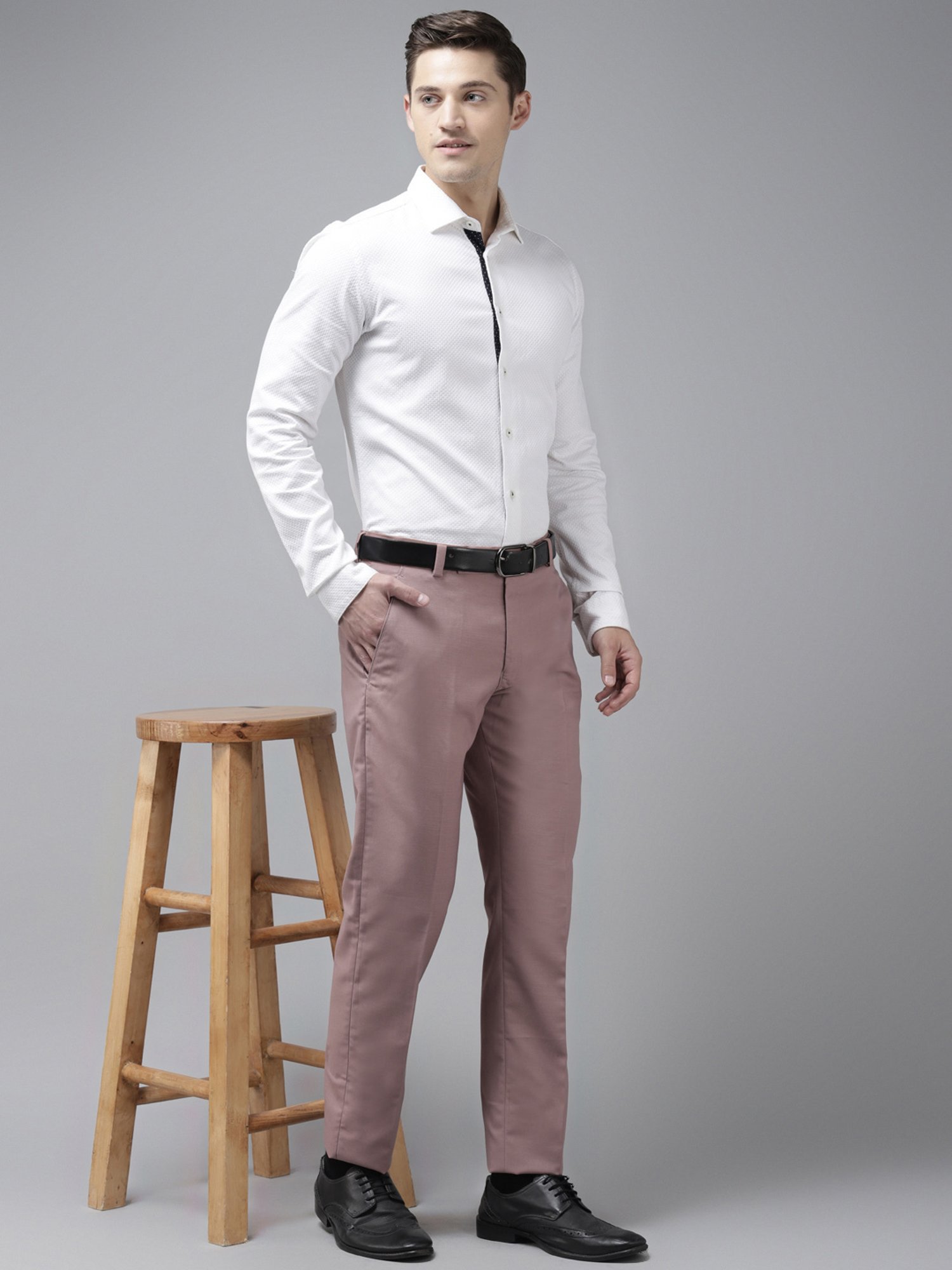 Hangup Plus Dusty Pink Regular Fit Flat Front Trousers