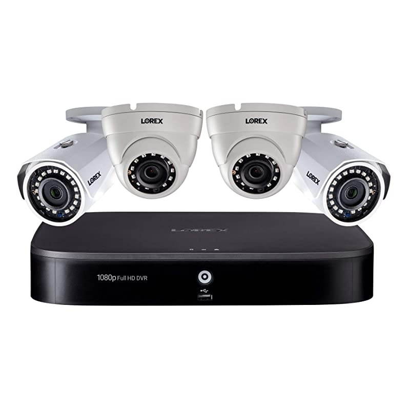 1080p HD Weatherproof Indoor/Outdoor Wired Home Surveillance Security Camera System, 2 Bullet & 2 Dome Cameras w/Smart Home Compatible, Long Range, Color Night Vision + 1 TB Storage Hard Drive