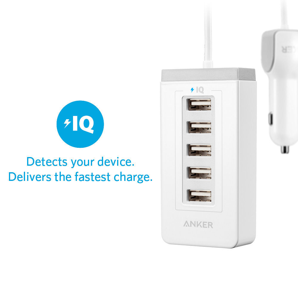 Anker&reg; 40W 5-Port USB Car Charger with PowerIQ&trade; Technology for iPhone and more