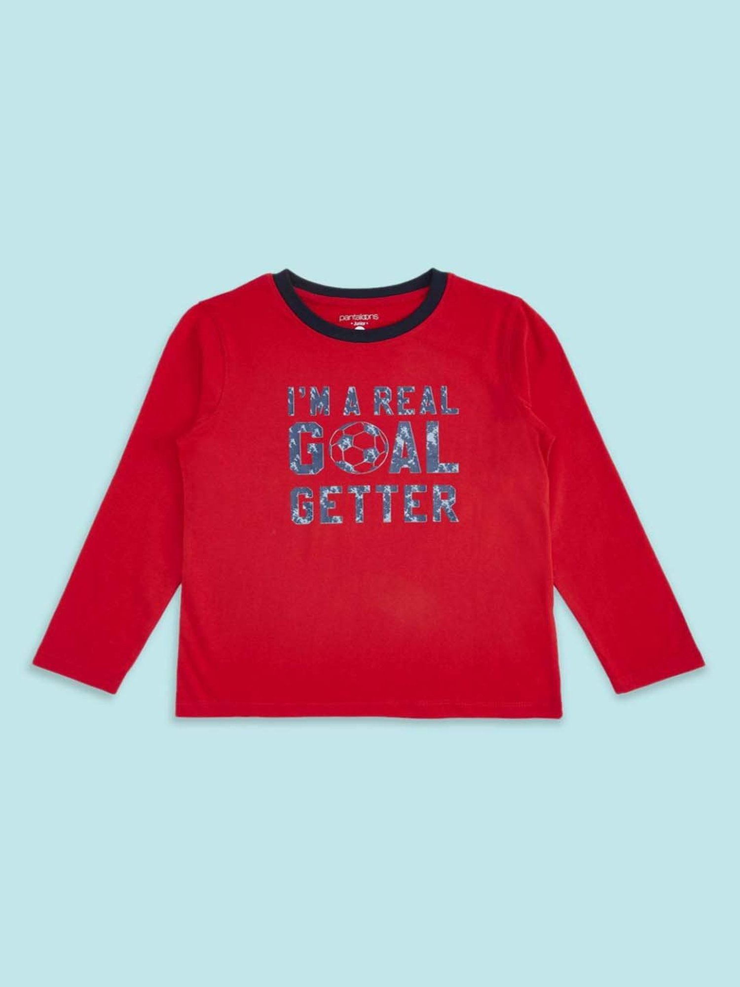 Pantaloons Baby Kids Red & White Cotton Printed Full Sleeves T-Shirt