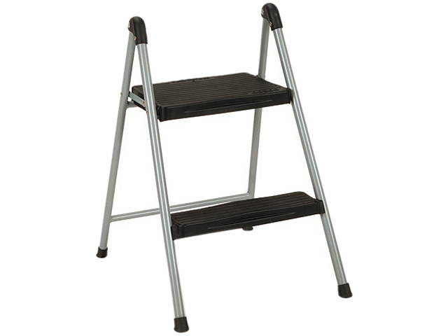 Cosco 11024PBL1E Folding Step Stool, 2-Step, 200 lbs., 16.90" Working Height, Platinum/Black