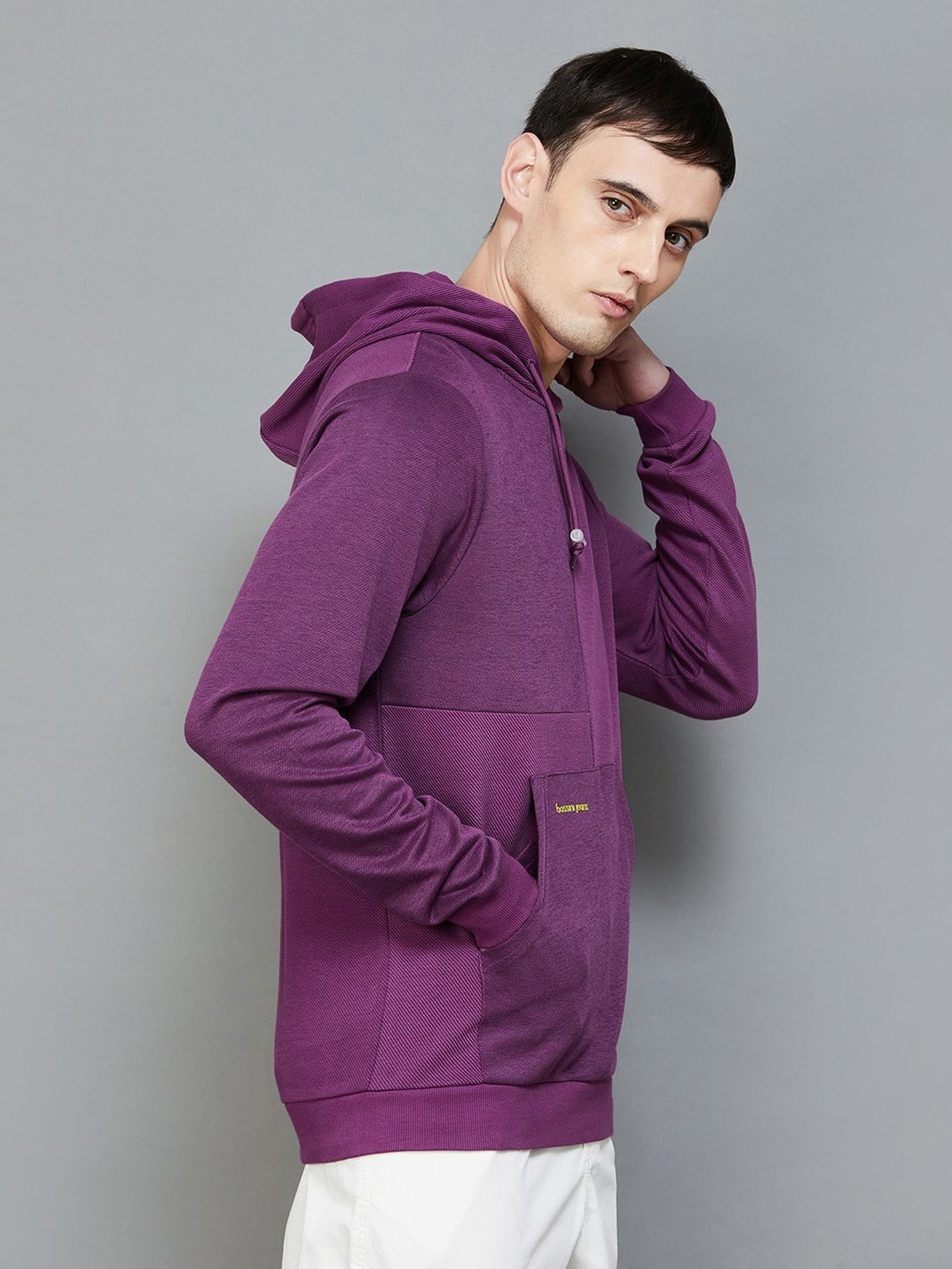 BOSSINI Violet Cotton Regular Fit Hooded Sweatshirt