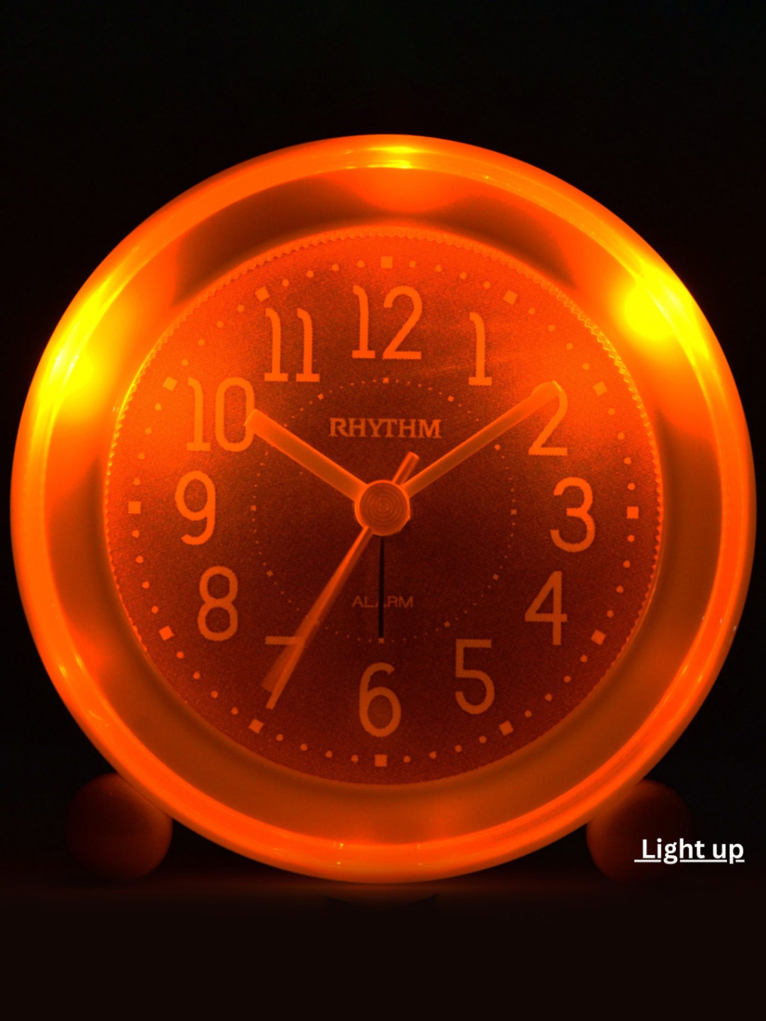 RHYTHM Yellow Plastic Round Beep Alarm Sound with LED Flash Light Table Clock