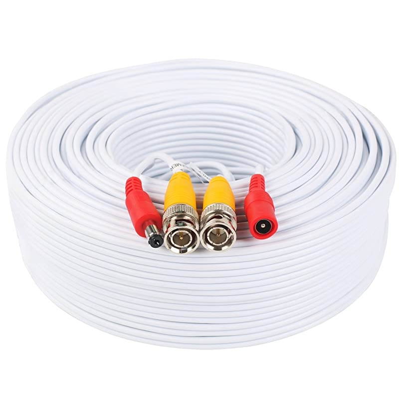 Video Power Cable 100 Feet PreMade AllinOne Video Security Camera Cable Wire with Two Connectors for CCTV DVR Surveillance System