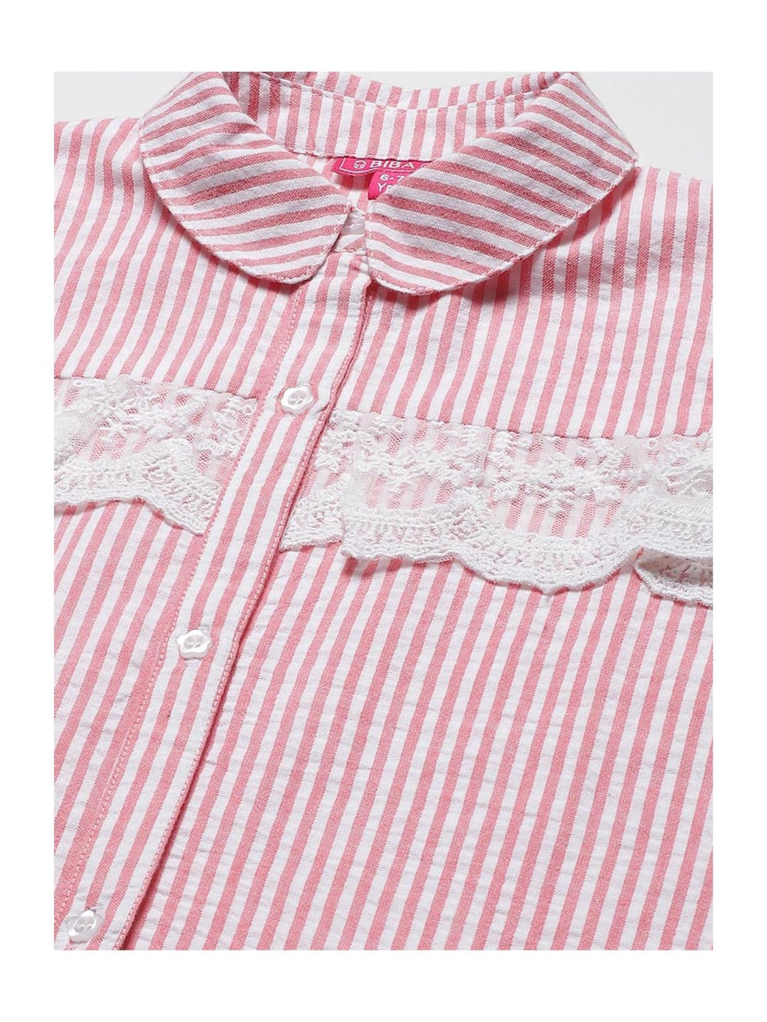 BIBA Girls Pink Striped Top