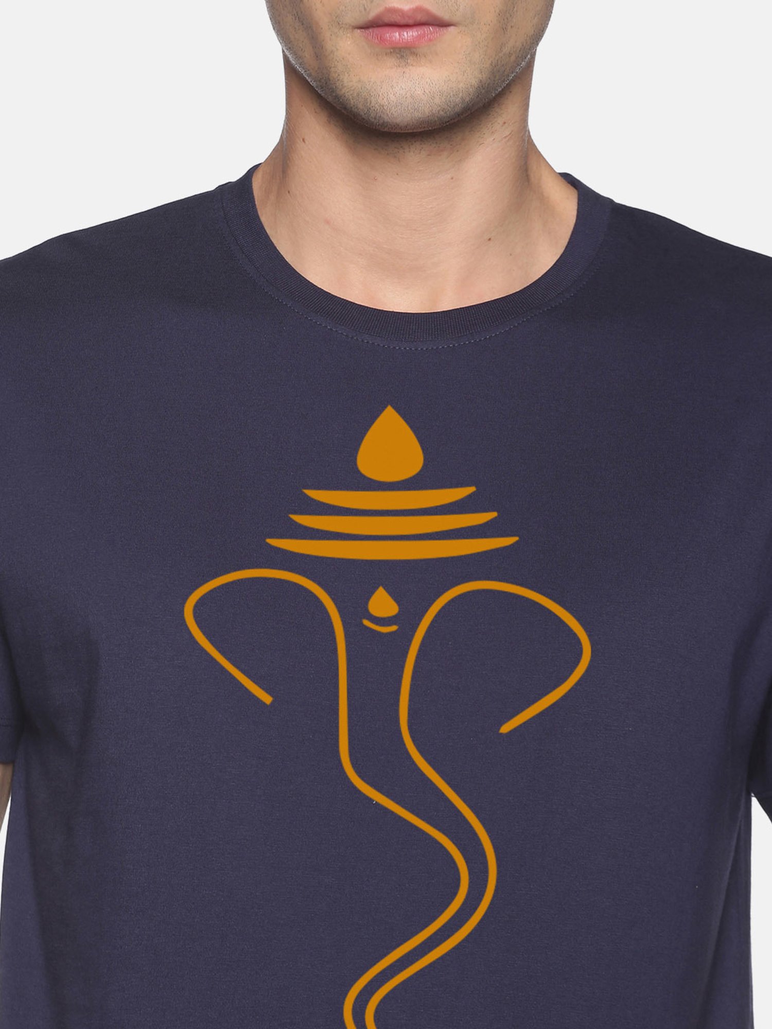 BLACK RADIO Navy Slim Fit Printed Cotton Crew T-Shirt