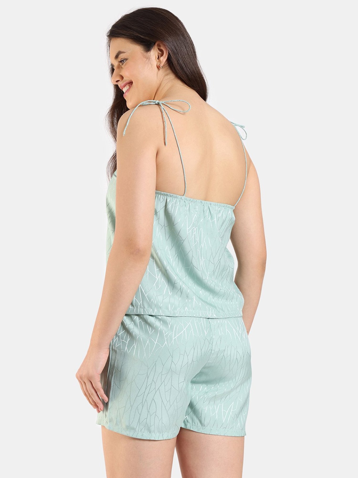 Zivame Mint Green Printed Top With Shorts