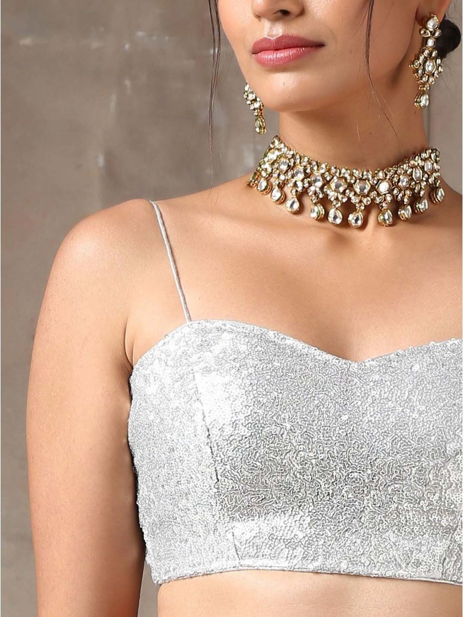 Swtantra Silver Embellished Readymade Blouse