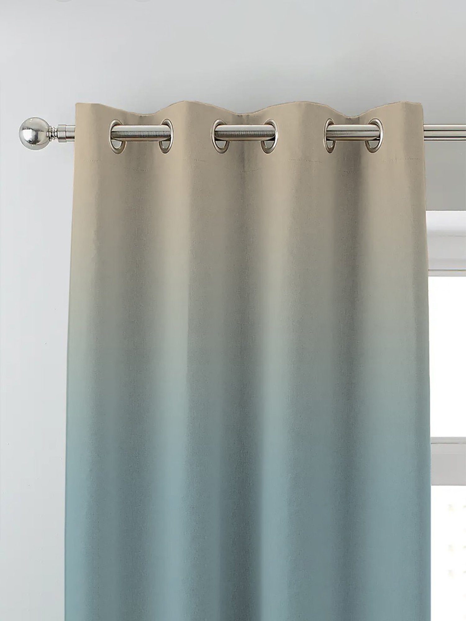 SPACES DRAPE STORY Elegant Printed Teal & Beige Polyester 7 ft Door Curtains - Set of 4