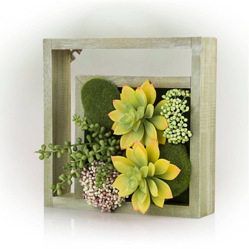 10" Indoor/Outdoor Wood Frame Plant Wall Art Décor - Alpine Corporation