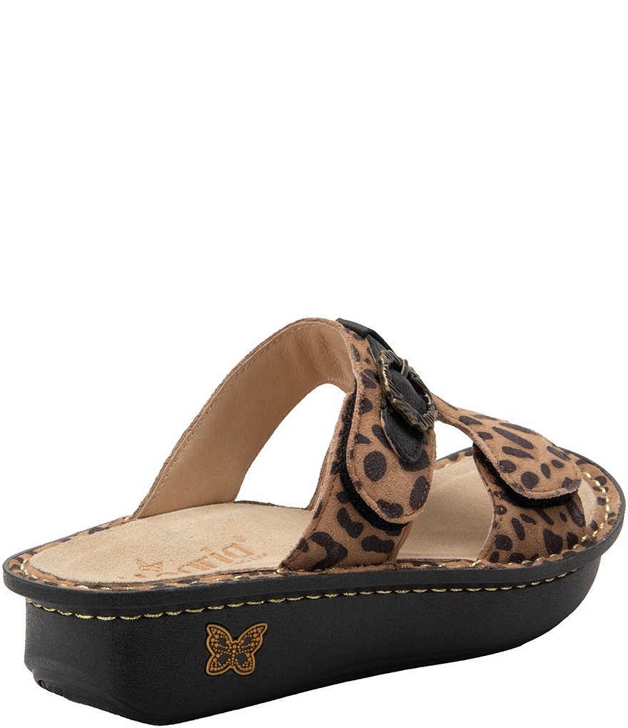 Alegria Kasha Savage Leopard Printed Leather Platform Wedge Slides