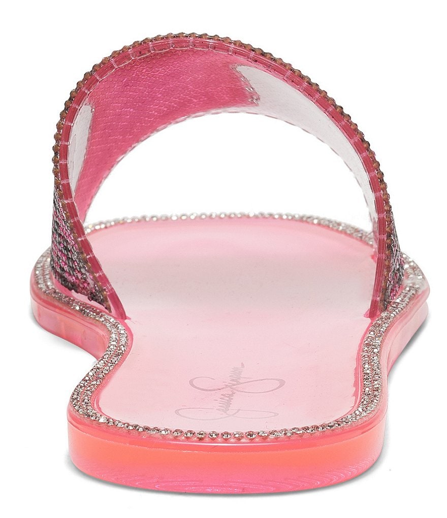 Jessica Simpson Kassime Leopard Print Embellished Jelly Slides