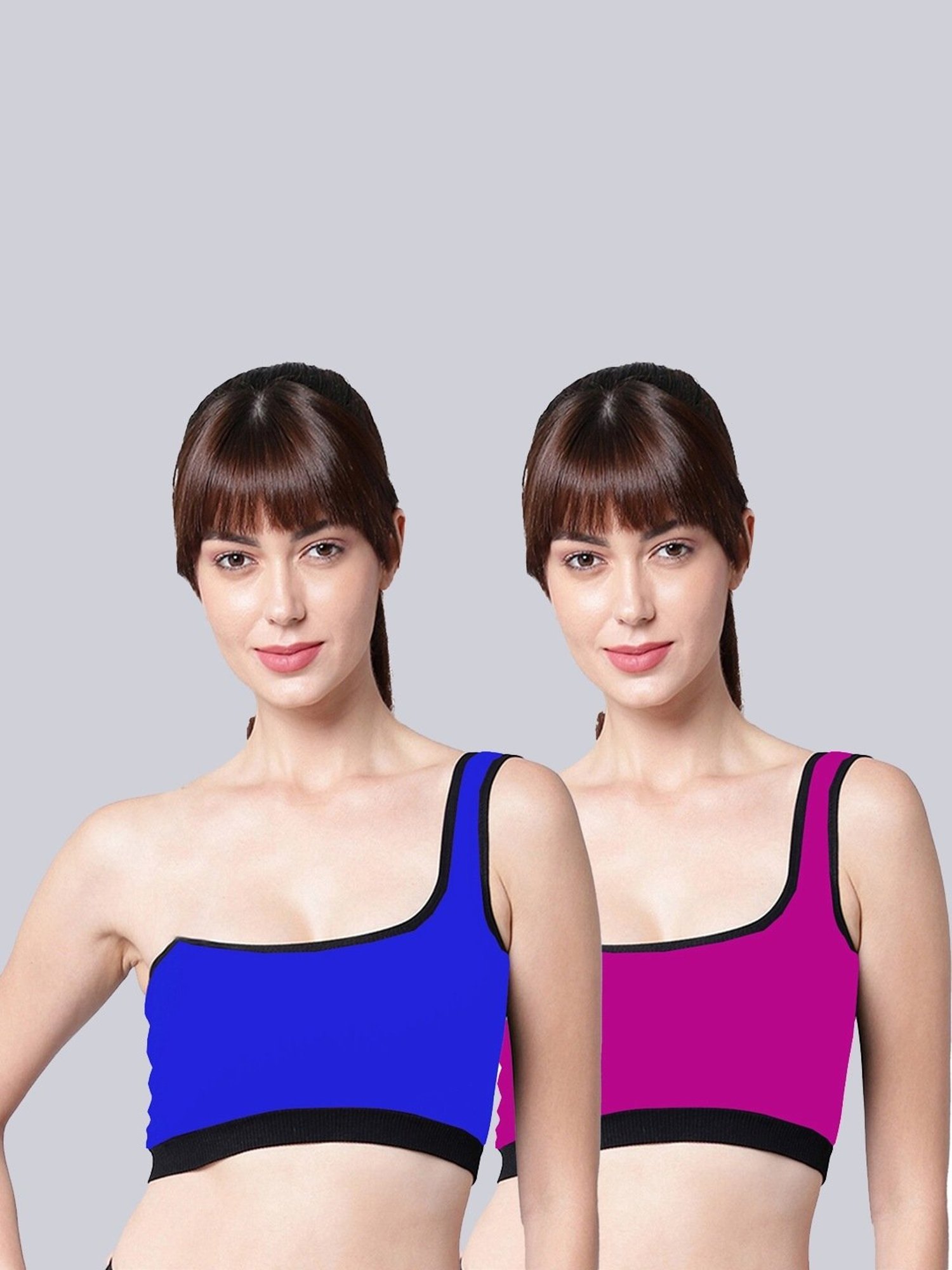 AROUSY Blue & Purple Cotton Bralette Bra - Pack Of 2