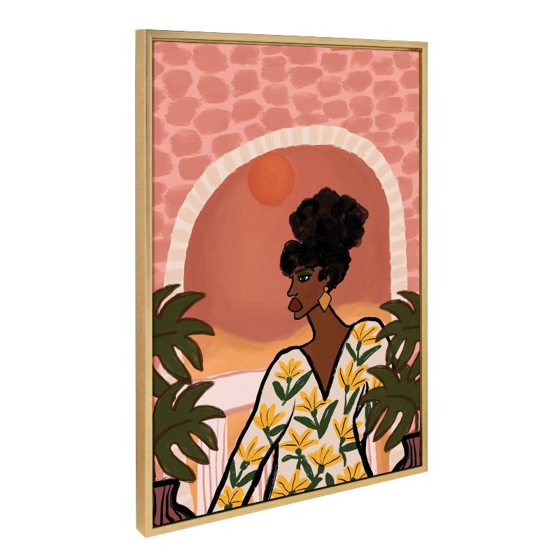 23" x 33" Sylvie Desert Wanderer Lady Framed Canvas by Kendra Dandy of Bouffants and Broken Hearts Gold - Kate & Laurel All Things Decor