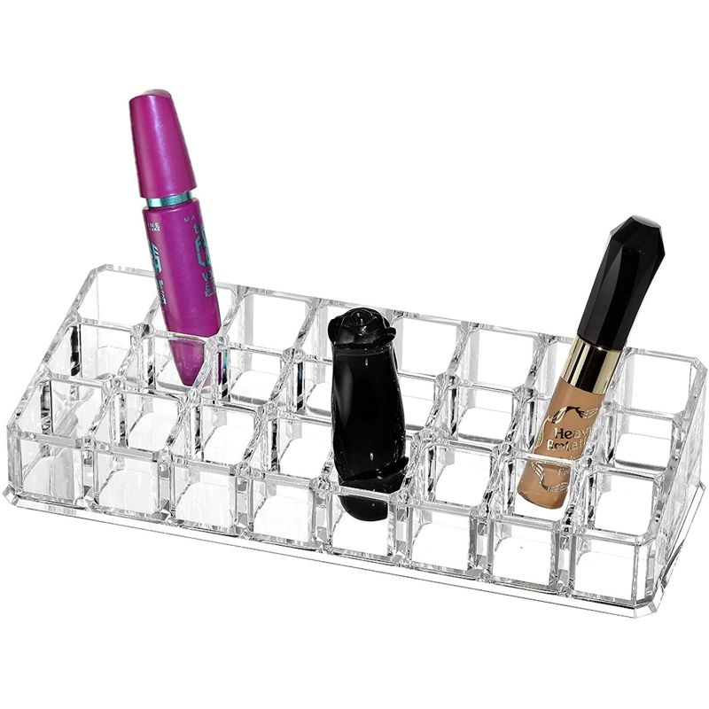 Juvale Clear Acrylic Lipstick Display Organizer for Countertop - 24 Compartments