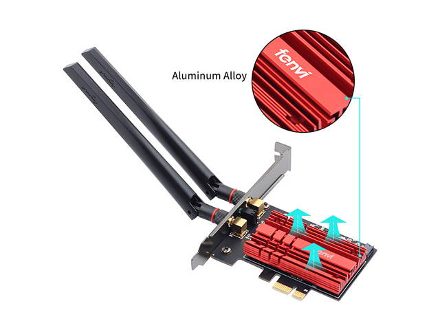 fenvi FV-AX3000 WiFi 6 PCI-E 3000Mbps Bluetooth 5.1 Wifi Adapter Intel AX200 Wi-fi Card Wireless PCI Express 802.11ax/ac 2.4Ghz/5.0Ghz Dual Band MU-MIMO OFDMA With Heat Sink, for Windows 10 Linux