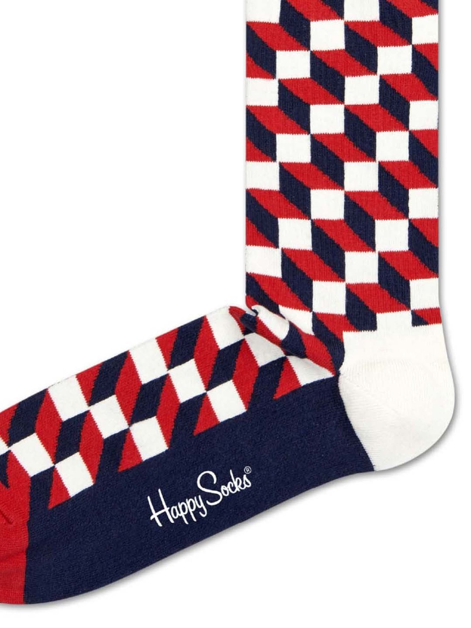 Happy Socks Filled Optic Navy & Red Cotton Printed Socks (36-40)