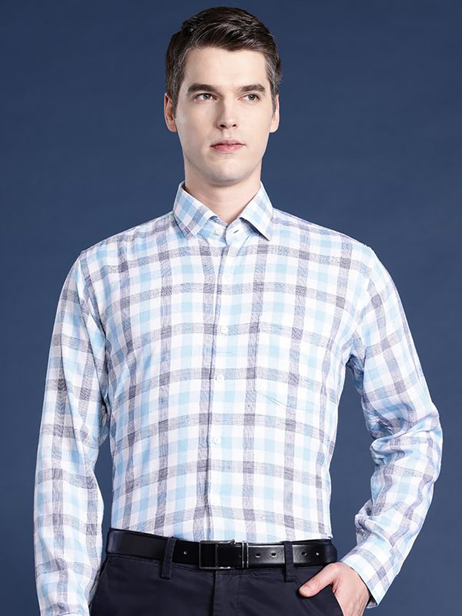 Hancock White Slim Fit Checks Shirts