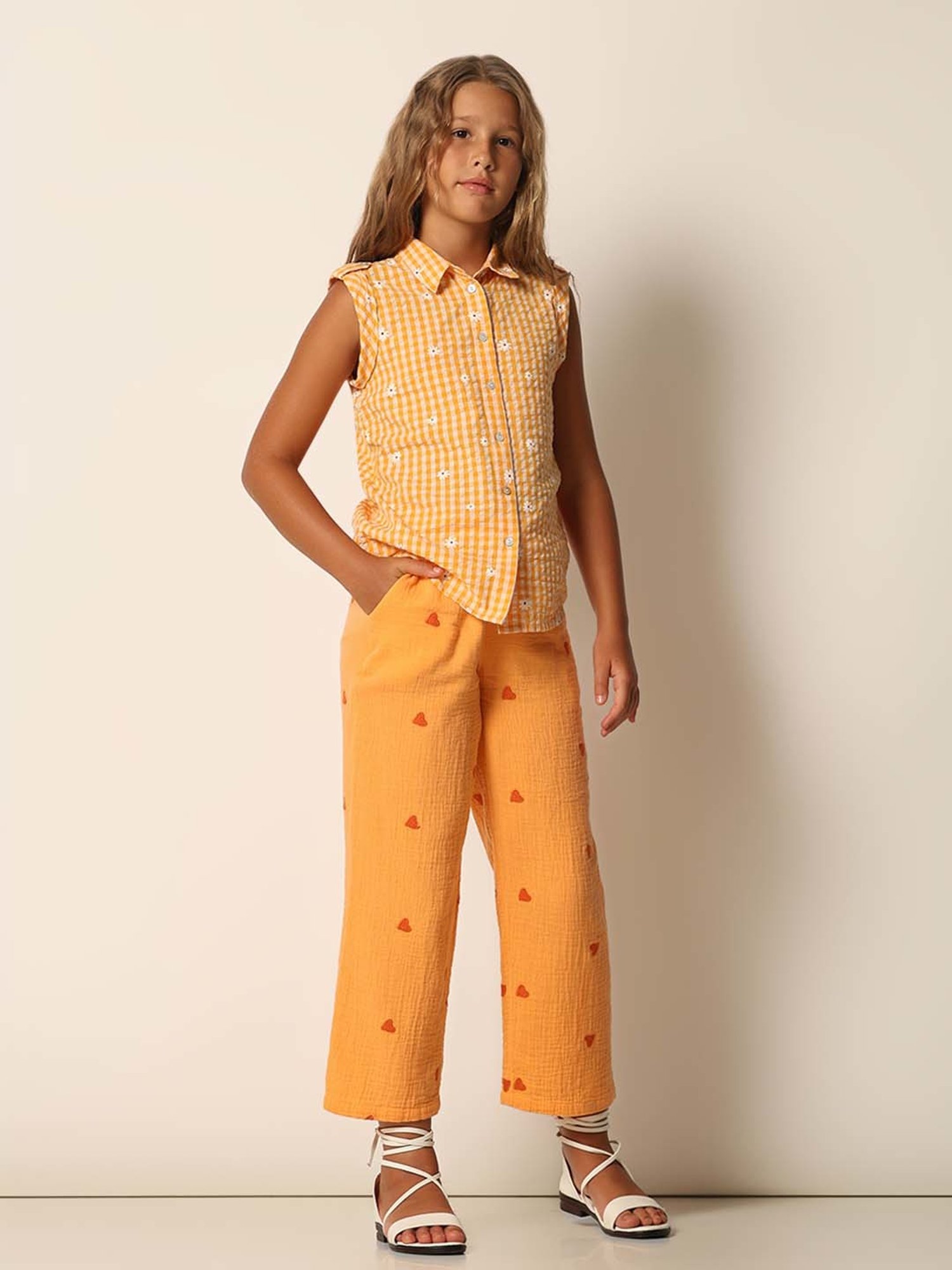 VERO MODA GIRL Orange Cotton Floral Print Shirt