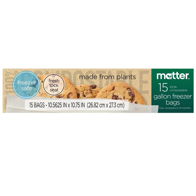 Matter 100% Compostable Gallon Freezer Bags - 15ct