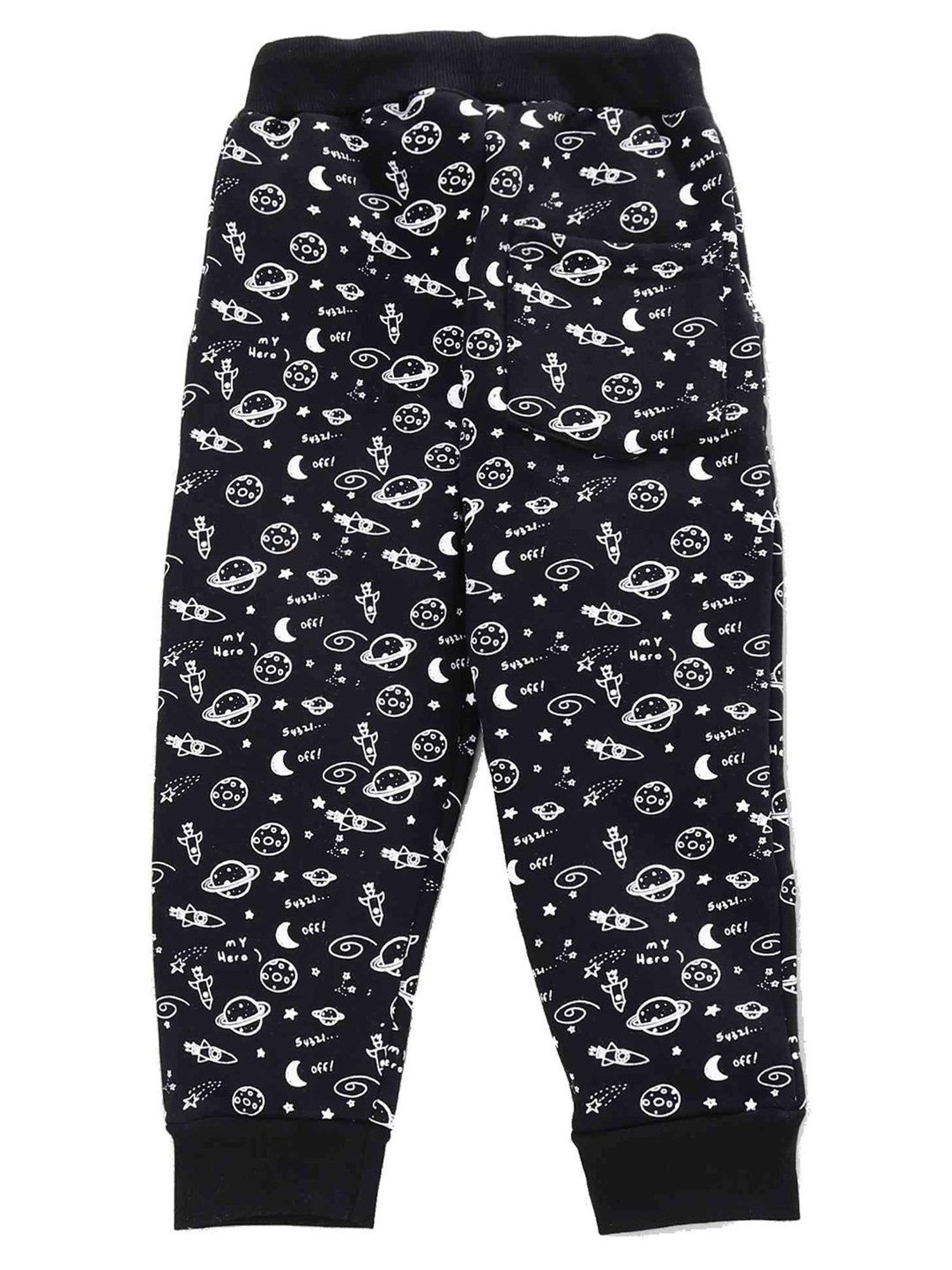 Kiddopanti Boys Black Printed Trackpants