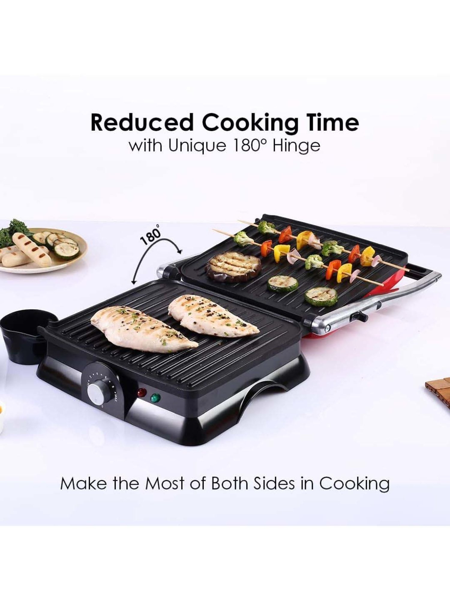 Wonderchef Tandoor Family Size Crimson Edge Electric Contact Grill & Sandwich Maker (1800W, Red)