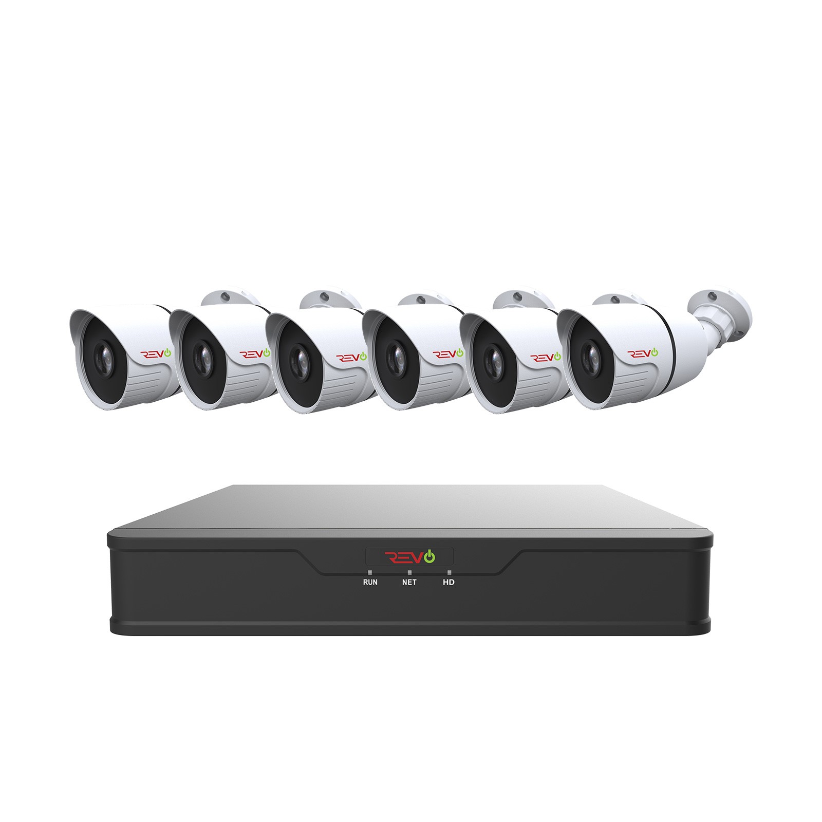 REVO America Hybrid 8Ch. 2TB HDD DVR Video Security System, 6 x 1080p Indoor/Outdoor IR Bullet Cameras - Remote Access via Smart Phone, Tablet, PC & MAC