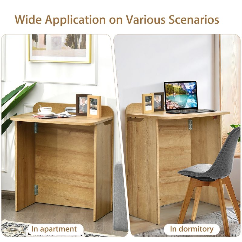 Costway Folding Computer Desk Space Saving Laptop Table Workstation w/ Handle