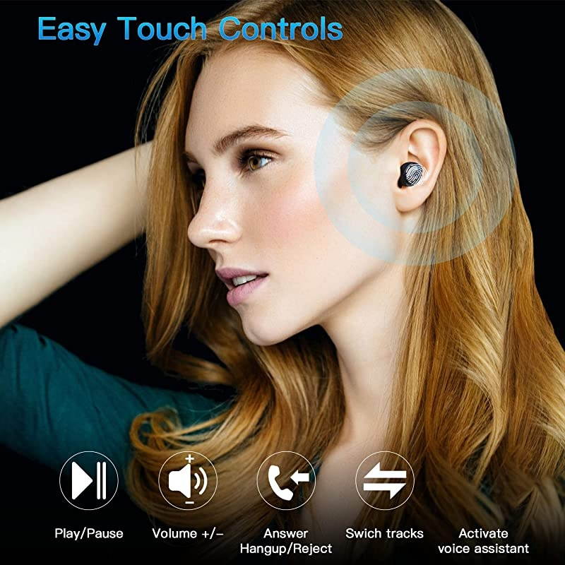 Wireless EarbudsBluetooth Earbuds with Charging Case Immersive Sounds IPX8 Waterproof Sport Mini Earphones Touch Control 24H Playtime Mic for iPhoneSamsungWindowsAndroidBlack