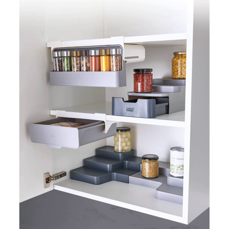 Joseph Joseph CupboardStore Compact tiered organizer with drawer - Gray