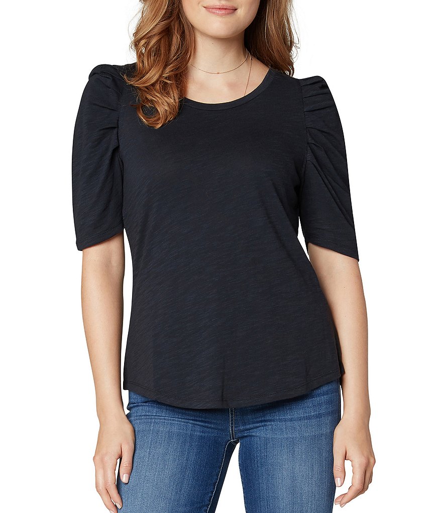 Liverpool Los Angeles Gathered Short Sleeve Slub Jersey Tee