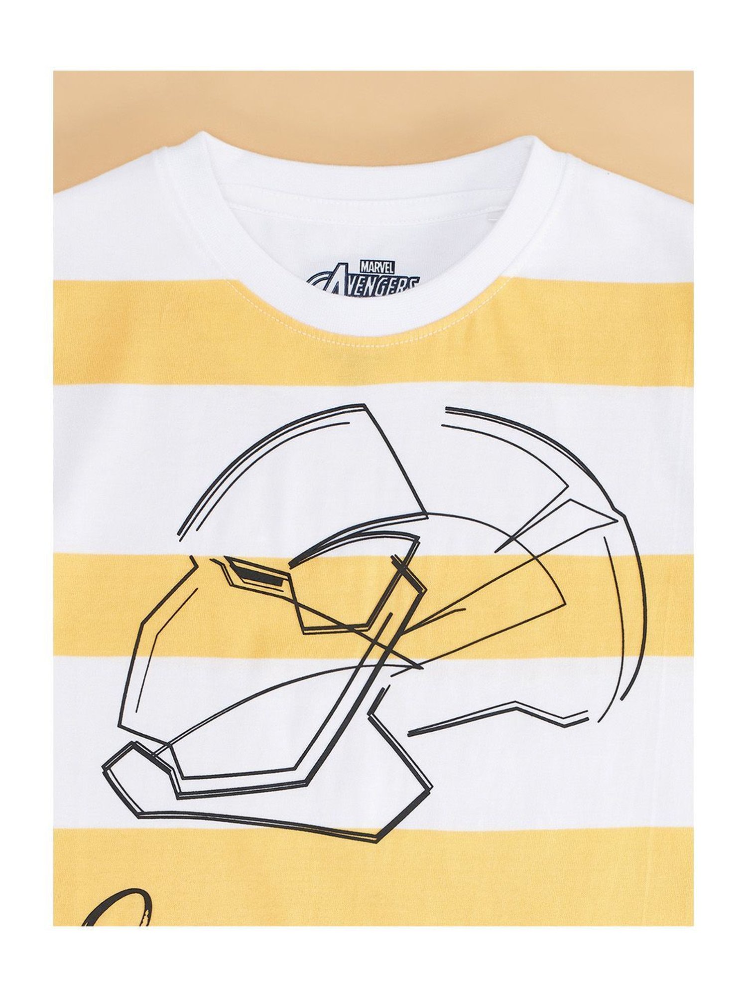 Pantaloons Junior Boys White & Yellow Striped T-Shirt